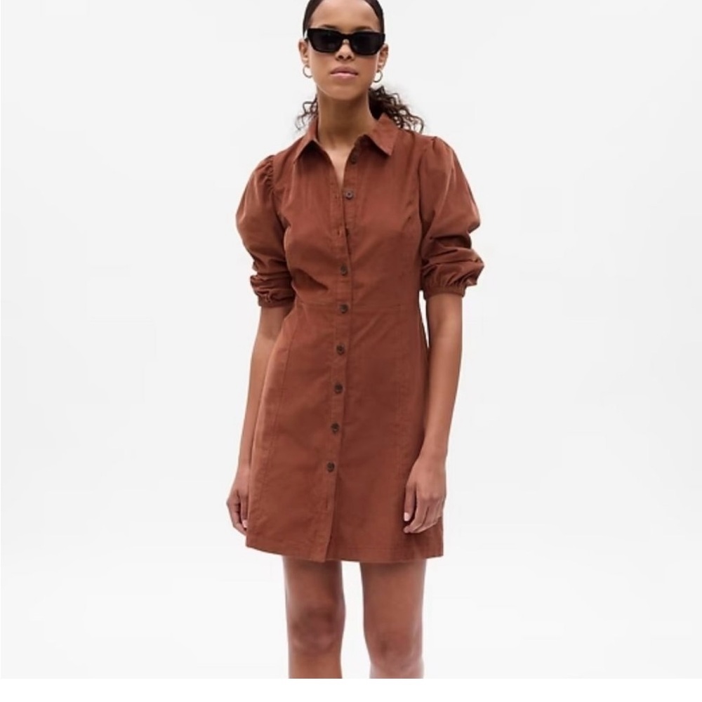 NWT GAP Corduroy Brown Puff Sleeve Dress
